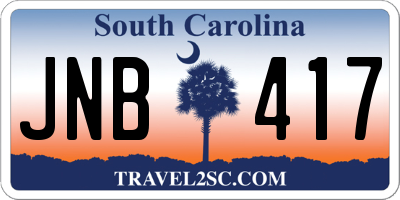 SC license plate JNB417