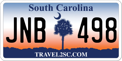 SC license plate JNB498