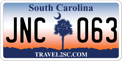 SC license plate JNC063
