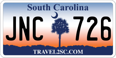 SC license plate JNC726