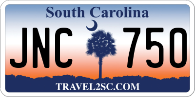 SC license plate JNC750