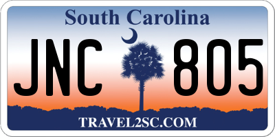 SC license plate JNC805