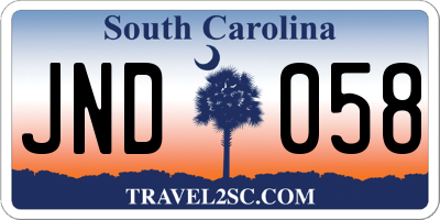 SC license plate JND058