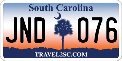 SC license plate JND076