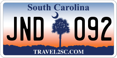 SC license plate JND092
