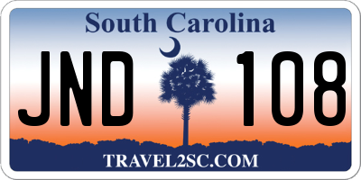 SC license plate JND108