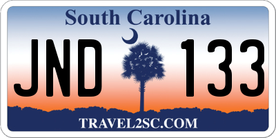 SC license plate JND133
