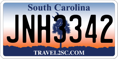 SC license plate JNH3342