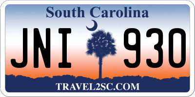 SC license plate JNI930