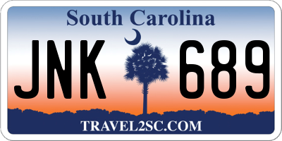 SC license plate JNK689