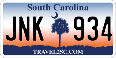 SC license plate JNK934