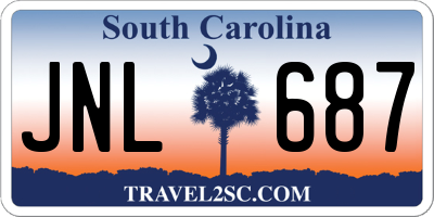 SC license plate JNL687
