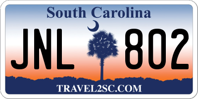 SC license plate JNL802