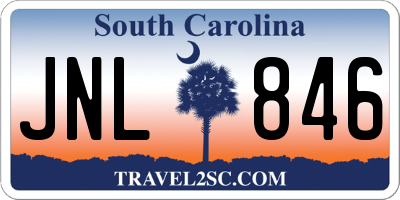SC license plate JNL846