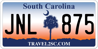 SC license plate JNL875
