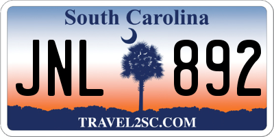 SC license plate JNL892