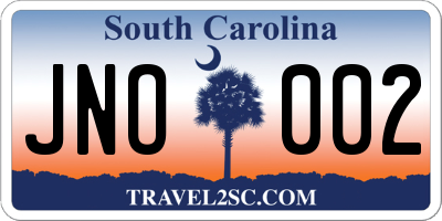 SC license plate JNO002
