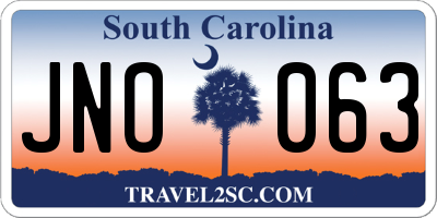 SC license plate JNO063