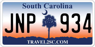 SC license plate JNP934