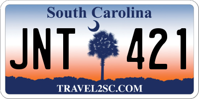 SC license plate JNT421