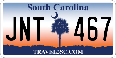 SC license plate JNT467