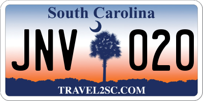 SC license plate JNV020