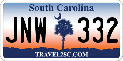 SC license plate JNW332