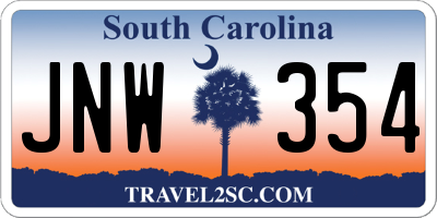 SC license plate JNW354