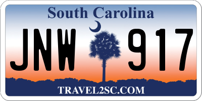 SC license plate JNW917