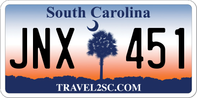 SC license plate JNX451