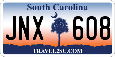 SC license plate JNX608
