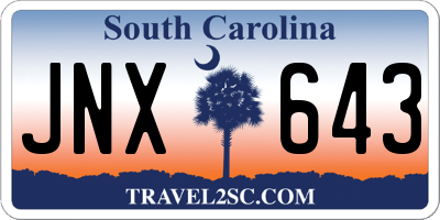 SC license plate JNX643