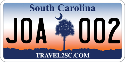 SC license plate JOA002