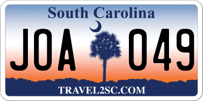 SC license plate JOA049