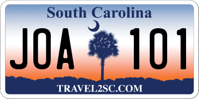 SC license plate JOA101
