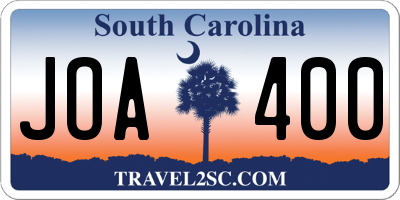 SC license plate JOA400