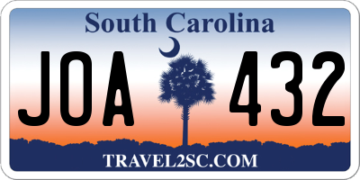 SC license plate JOA432