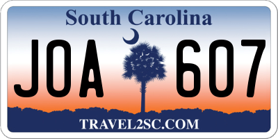 SC license plate JOA607