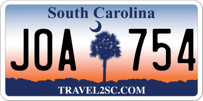 SC license plate JOA754