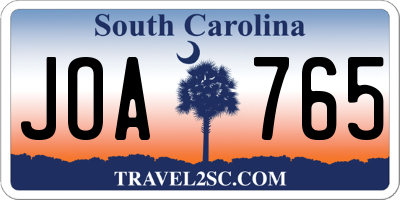 SC license plate JOA765