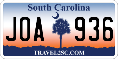 SC license plate JOA936