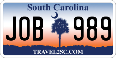 SC license plate JOB989