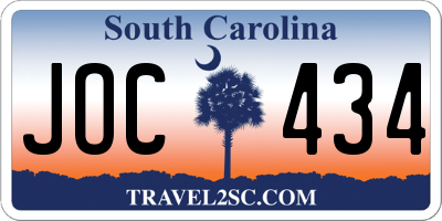 SC license plate JOC434