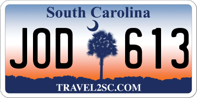 SC license plate JOD613