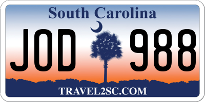 SC license plate JOD988