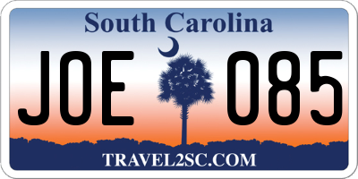SC license plate JOE085