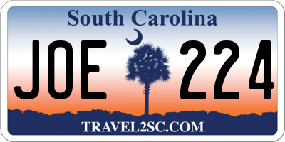 SC license plate JOE224