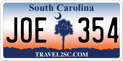 SC license plate JOE354