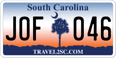 SC license plate JOF046
