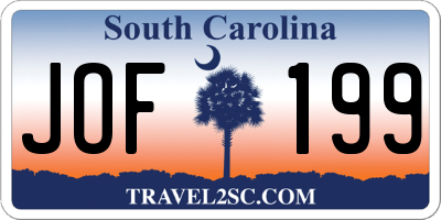 SC license plate JOF199